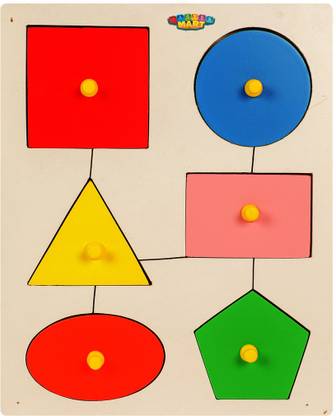 Mastermart Wooden Shapes Puzzle With Pegs For Kid, Shapes Identification Learning Toys For 1, 2, 3, 4 Year Old Kid