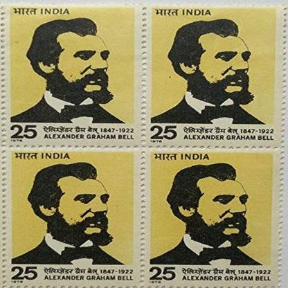 Sams Shopping Alexander Graham Bell. Personality, Scientist, Inventor, Engineer, Innovator, Telephone, 25 P. (Block of 4) Stamps