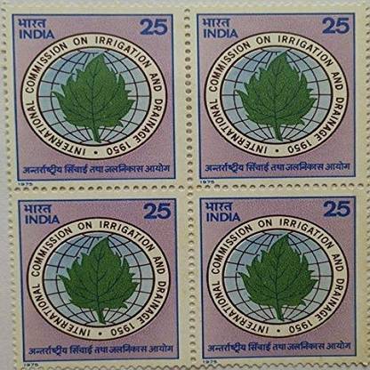 Sams Shopping International Commission for Irrigation & Drainage. Irrigation, Drainage, Emblem, Leaf, Globe, Organisation . (Block of 4) Stamps
