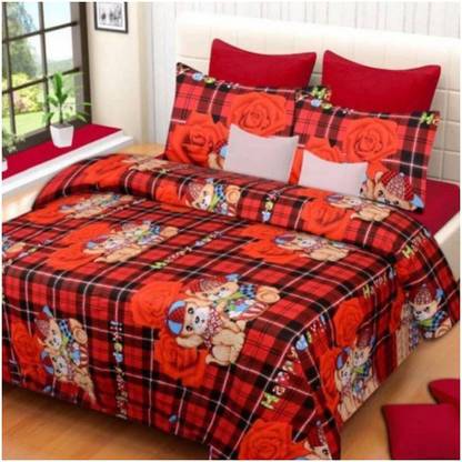 Bedress 120 TC Microfiber Double 3D Printed Flat Bedsheet