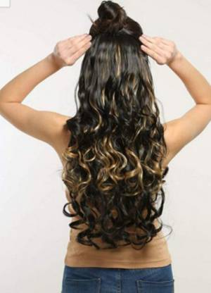 Segolike golden high lighting wavy hair tic tac clip based Hair Extension