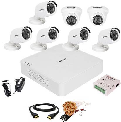 HIKVISION 8 Channal HD DVR 1080p 1Pcs,Outdoor Camera 5Pcs,Indoor Camera 2Pcs, Security Camera