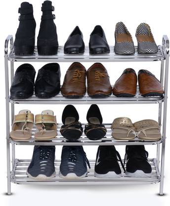 PROJAIN STEEL Stainless Steel Made in India Life Time Use 4 Self Shoe Stand Metal Shoe Stand
