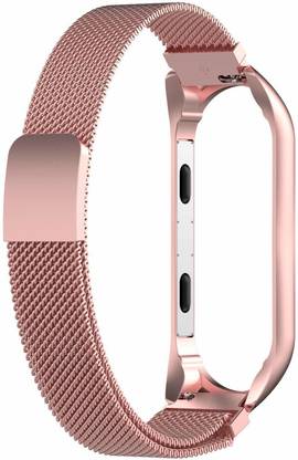 Epaal Stainless Steel Magnetic Strap Compatible with Mi Band 4 & Mi Band 3 (Rose Pink) Smart Band Strap