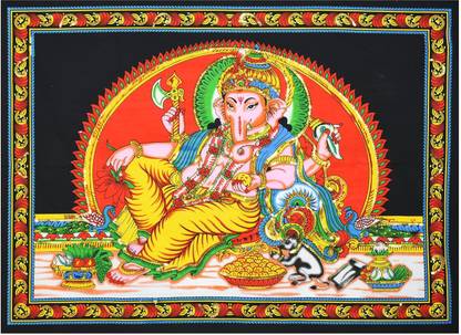 AMURA artisans Lord Ganesha Sitting on Aasan Art Tapestry