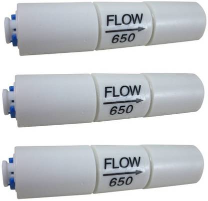 KRPLUS Flow Restrictor 650 (FR-650) With Quick In–Built Fitting Connector For All RO Water Purifier ¼ Inch Piping. (Pack Of 3) Solid Filter Cartridge