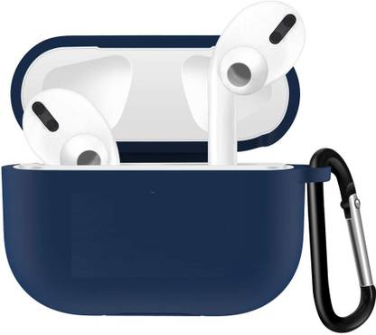 Midkart Front & Back Case for Airpods Pro Navy Blue Silicone Cover 360° Protective & Keychain (NO LED INDICATION) (NO AIRPODS)