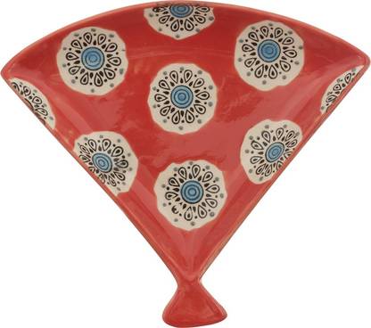 chumbak Slice of Red Platter- Red Ceramic Decorative Platter