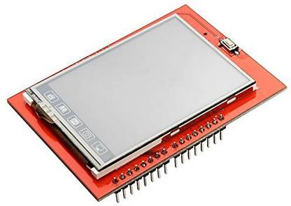 Techleads 2.4 Inch Tft Lcd Display Shield Touch Panel 240x320 for Arduino Uno Mega, Red Display Lights Electronic Hobby Kit