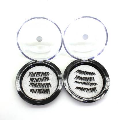 Vinayakart 8 Pcs Triple Magnetic Eyelashes 3D Reusable False Lashes Criss Cross No-glue Magnet Eye Lashes