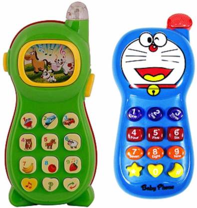 HornFlow Battery Operated Doraemon Phone Mobile and Learning Mobile Phone with Light Music Telephone Cartoon Phone for Kids Baby Phone