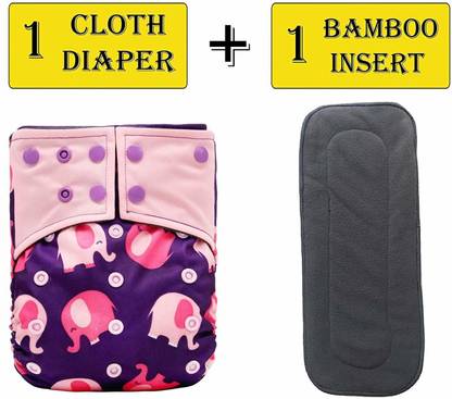 RK'S MOM'S TOUCH Bamboo Charcoal Cloth Diapers for 5 to 17 kg Babies,Washable Reusable Cloth Diaper Sizes Adjustable with Certified Safe Organic 5 Layer Bamboo Charcoal Insert