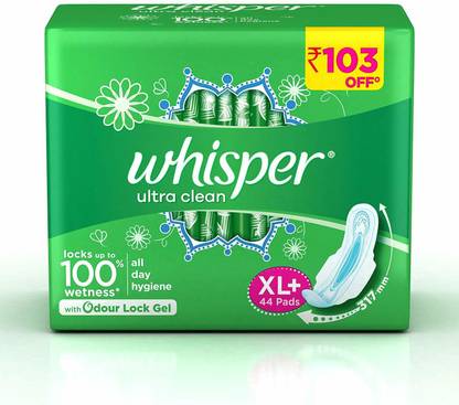 Whisper Ultra Clean Sanitary Pads - 44 Pieces (XL Plus) Sanitary Pad