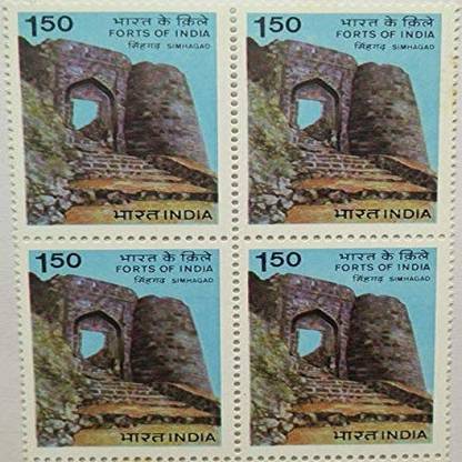Sams Shopping Forts of India - Simhagad. Fort, Archaeology, Kondana, Battle of Sinhagad, Monument Rs. 1.50 (Block of 4) Stamps