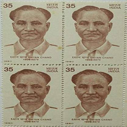 Sams Shopping Dhyan Chand. Personality, Sports, Hockey Player, 35 P. (Block of 4) Stamps