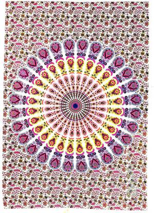 AMURA artisans Mandala Art Peacock Feather Dark Pink Art Tapestry