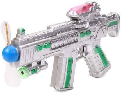aks trading Space Gun Toy With LED Matrix Flashing Rotating Fan (Multicolor) Guns & Darts