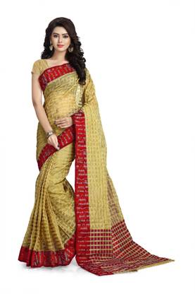 Daily Wear Cotton Blend Saree with Unstitched Blouse