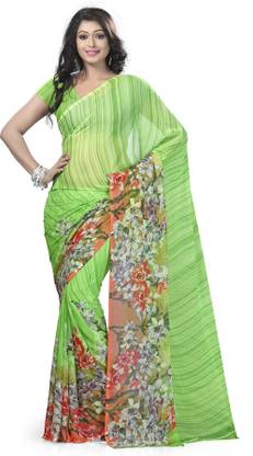 Floral Print Daily Wear Georgette Saree with Unstitched Blouse
