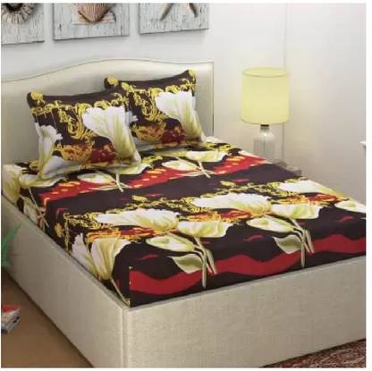 NIHAL VILLAS Polycotton Double Flat 140 TC Floral Bedsheet