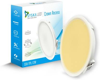 Syska SSK-TPL-12W LED Panel Round Crown 3000K Recessed Ceiling Light Ceiling Lamp