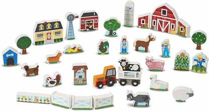 MELISSA & DOUG Wooden Farm & Tractor Play Set (33 pcs)