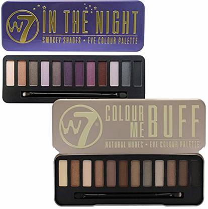 W7 Colour Me Buff Natural Nudes And In The Night Eye Shadow Palette Set 300 g