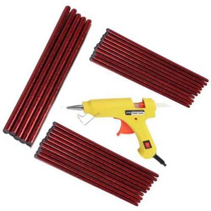 Eurospa Yellow with 25 Red Glitter Stick Standard Temperature Corded Glue Gun