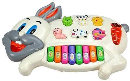 mega star Rabbits Musical Piano with 3 Modes Animal Sounds, Flashing Lights & Wonderful Music