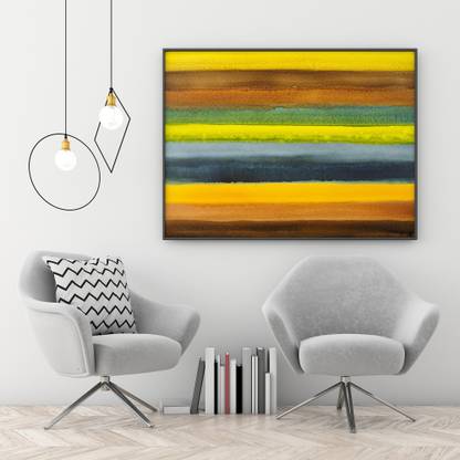 Mera wala print - Abstract : (A Watercolor Painting with Horizontal Bands of Color) - Digital Canvas Print | Environment Friendly & Odorless Canvas Print (Unframed) Canvas 27 inch x 35 inch Painting