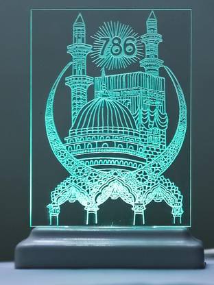 YONKER LED Acrylic The LUCKY NUMBER 786 / 786 Color Changing LED Night Table Lamp Night Lamp
