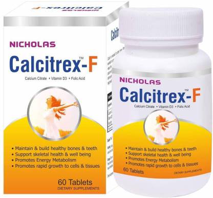Nicholas Nutraceuticals Calcitrex-F Calcium Citrate Vitamin D3 and Folic Acid