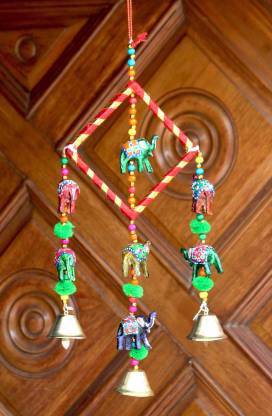 SPK Wooden Multicoloured Handpainted & Handmade Decorative Hanging -Wind Chimes Hanging Decorative Item Wood Windchime