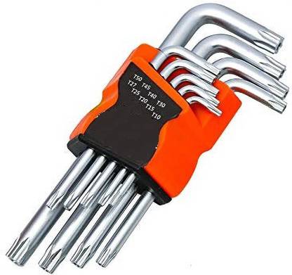 Qualigen 9Pcs L Type Screwdriver Double-End Wrench Hexagon Torx Star Spanner Hand Tools Allen Key Set