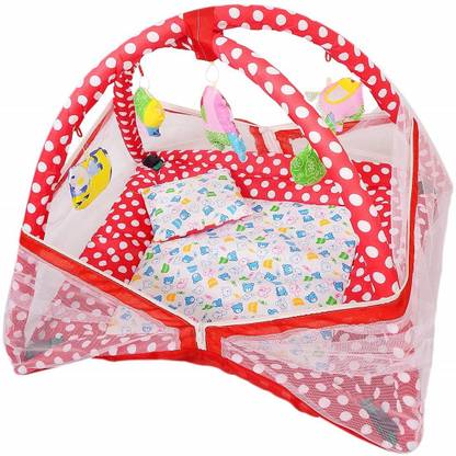 Chote Janab Play Gym With Mosquito Net Princess Design - Red Play Gym Crib