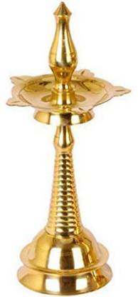 COPPER KITCHEN Brass Traditional Kerala Kuthuvilakku -18 inch Height | Brass Kerala Style Diya Lamp Brass Table Diya