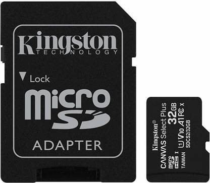 KINGSTON SDCS2/32GBIN Canvas Select Plus A1 32 GB MicroSDHC Class 10 100 MB/s  Memory Card Compatible with Mobile
