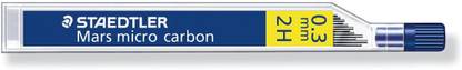 STAEDTLER Micro Mars Carbon Mechanical Pencil Lead, 0.3 mm, 2H, 60 mm x 12 (250 03 2H) [CAT_397129] Pencil