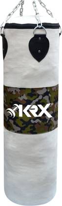 KRX Warrior 4 Feet Filled White/Black Punching Bag Canvas with Chain Hanging Bag