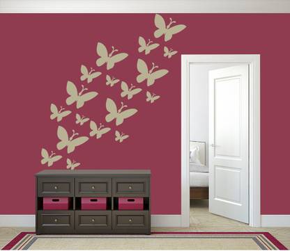 YMS Size:- 16" X 24" Fluttery World Wall Stencil