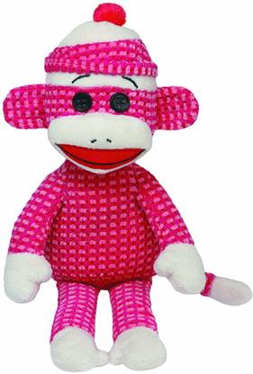 TY Beanie Babies Sock Monkey Plush, Pink Quilted  - 22.9 cm