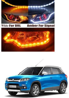PRTEK LED Car Strip Crystal Style DRL Daytime Running Turn Signal Moving Indicators Light for 145 Fog Lamp Car LED for Maruti Suzuki (12 V, 12 W)