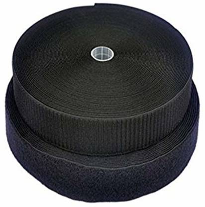 Cryonics India Velcro Hook and Loop Fastening Stick Grip tape roll strips Used in Sofas Backs, Footwear, Pillow Covers, Bags, Purses, Curtains (25 m Hook + 25 m Loop) Black Sew-on Velcro