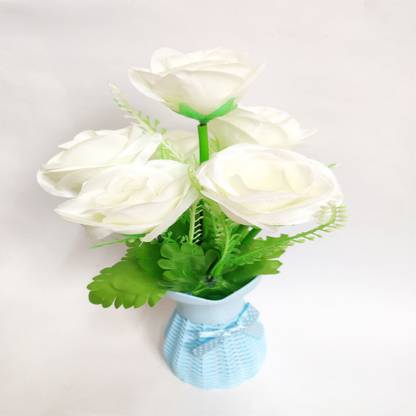 artificial hub kali roses with vase Multicolor Rose Artificial Flower  with Pot