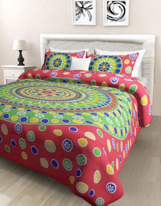 Rajasthani collection 210 TC Cotton Queen Printed Flat Bedsheet