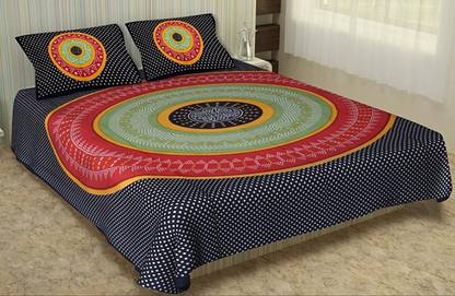 shree sd creation 170 TC Cotton Double Printed Flat Bedsheet