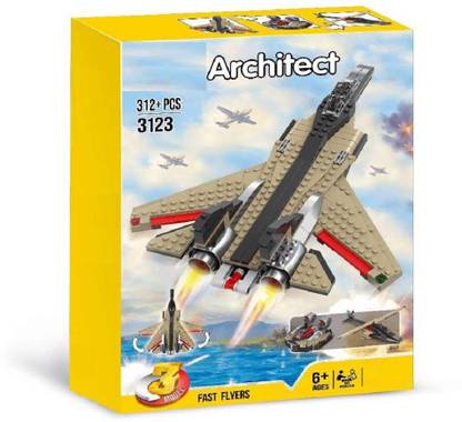 Toy Jumble DIY 312+ PCS 3 in 1 Military Fighter Fast Flyer Model Building Blocks Set Toy