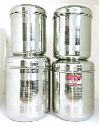 Aristo Steel dibba 2 kg to 5 kg size 4 pcs dibba set  - 5 L स्टील चाय कॉफी और चीनी डब्बा