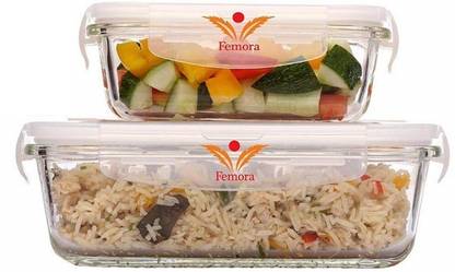 Femora Glass Fridge Container - 620 ml, 400 ml