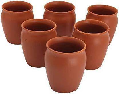 KSI Pack of 6 Pottery Handmade Terracotta Clay Tea Mug/Kulhad Cup For Home Kitchen(Brown)